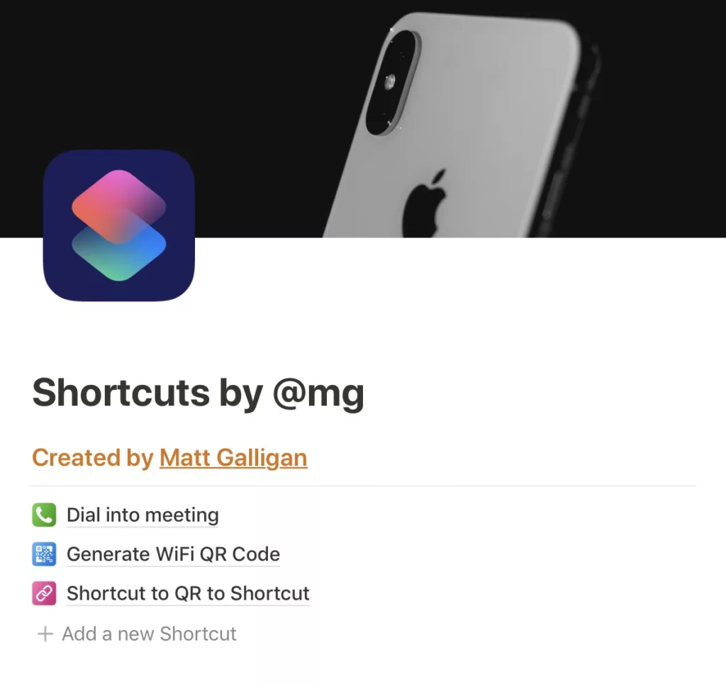 Matt Galligan’s Shared Shortcuts on Notion