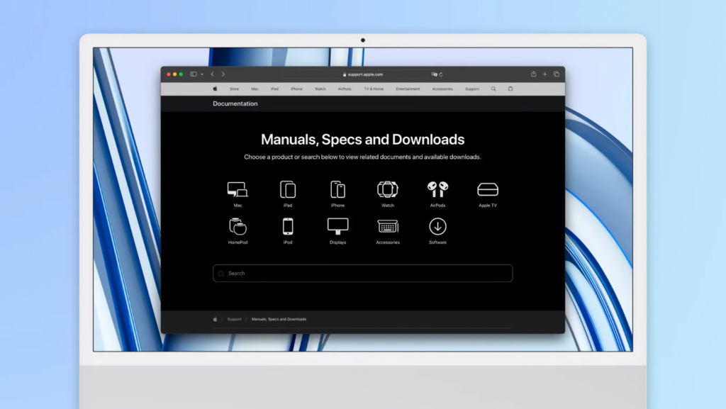 New shortcut helps users find product manuals and guides on Apple’s website »