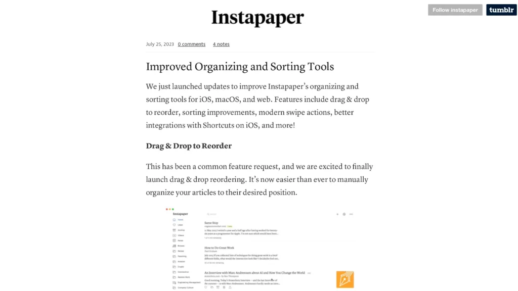 Instapaper Adds App Shortcuts and New Actions