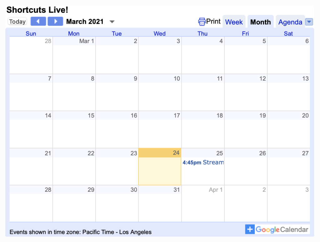 Add my livestream calendar for public & members-only streams