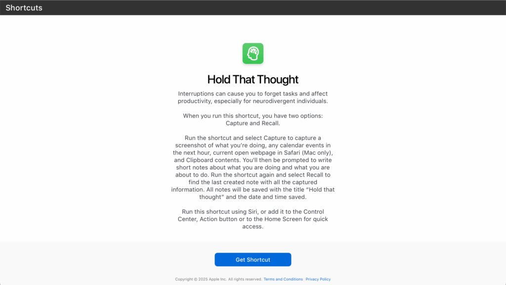 Apple Releases “Hold That Thought” Shortcut for Global Accessibility Awareness Day