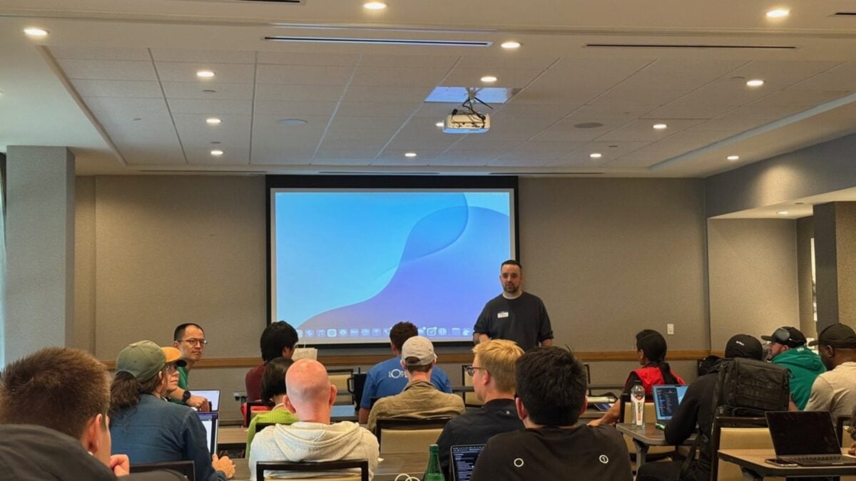 Attendees at Matthew Cassinelli's Apple Intelligence Automators meetup during WWDC week.