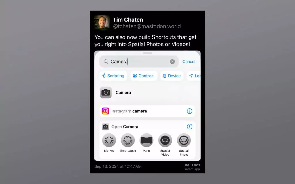 Shortcuts Now Supports Spatial Photo and Video Capture »