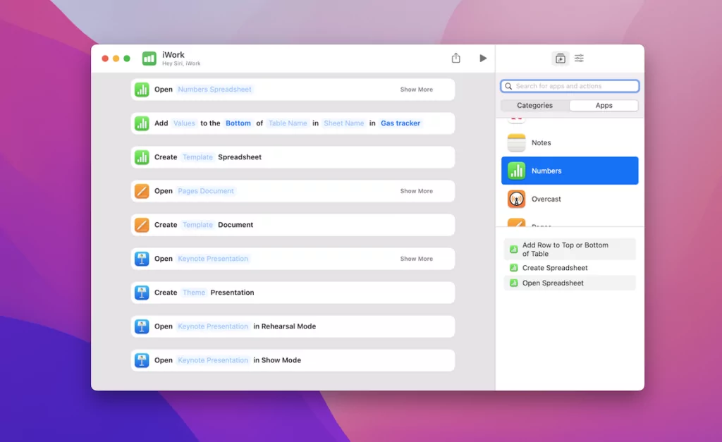 Apple adds Shortcuts for Mac support to Pages, Numbers, Keynote
