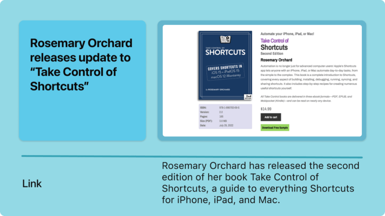 Rosemary Orchard releases second edition of “Take Control of Shortcuts”