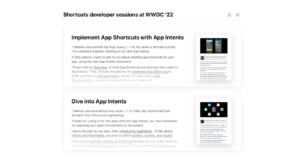 My notes on the Shortcuts developer sessions at WWDC ’22 ?