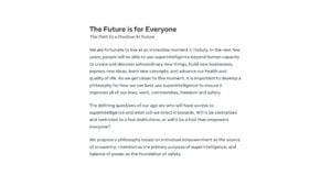 Zuckerberg: The Future is for Everyone (The Path to a Positive AI Future) »