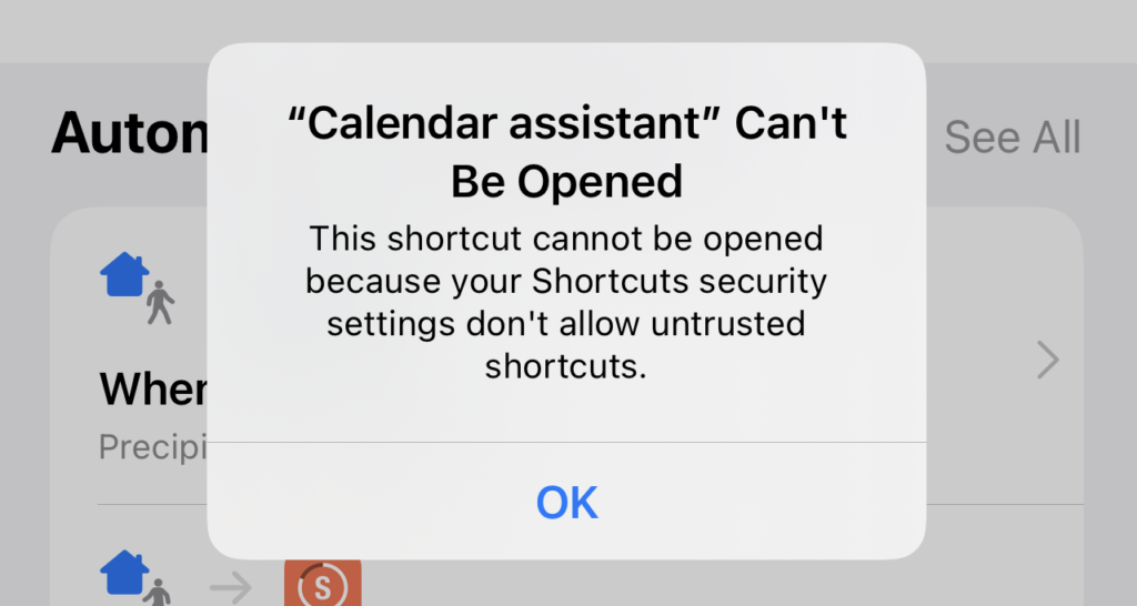 How to Allow Untrusted Shortcuts from my Shortcuts Library ?
