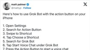 How to use Grok Bot with the Action Button on iPhone