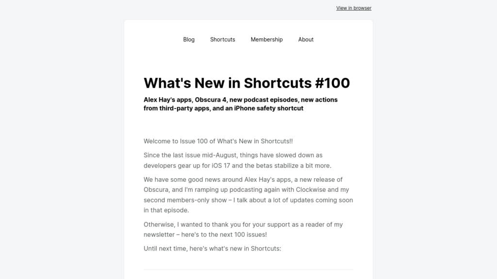 What’s New in Shortcuts – Issue 100
