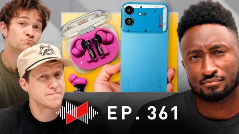 WVFRM Podcast episode 361 thumbnail featuring the hosts, Nothing Phone, and Ear earbuds